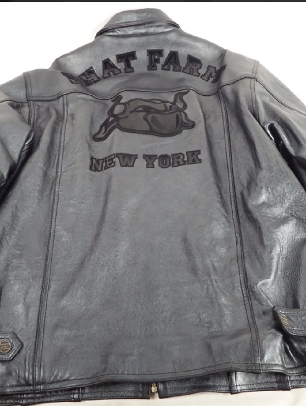 Vintage Phat Farm Vintage Black Leather Jacket XL Men